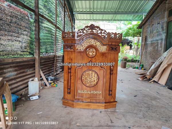 IMG 20230329 153920 - Mimbar Masjid Podium Khotbah Ukiran Kayu Jati Jepara