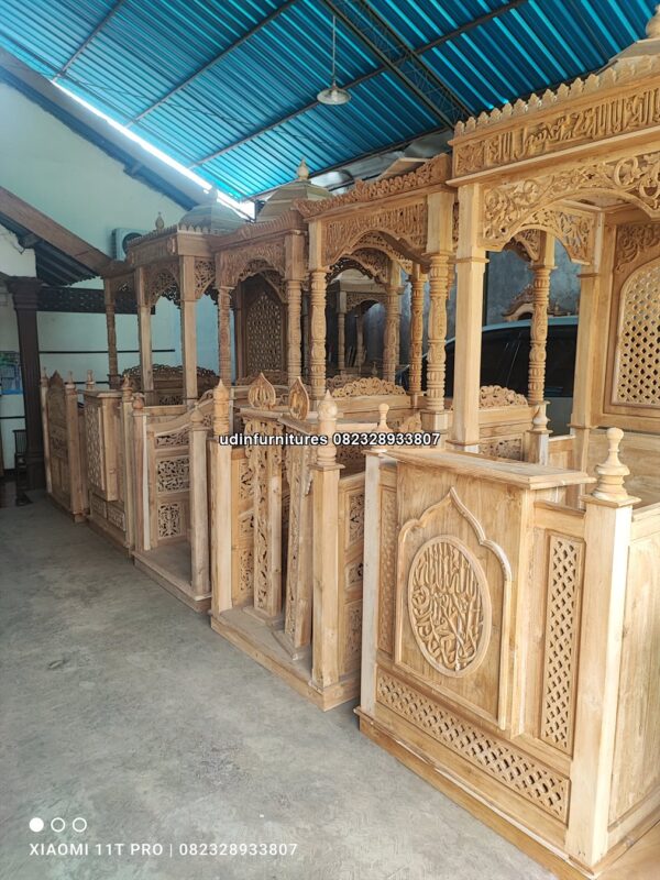 IMG 20230406 115153 - Mimbar Masjid Kubah Ukiran Minimalis Kayu Jati Ready Stock