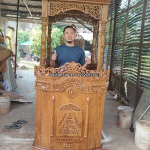 IMG 20230506 155526 300x300 - Mimbar Masjid Podium Ukiran plus Kursi Dan Tongkat Terbaru Custom