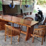 Set kursi makan Betawi jati kombinasi meja blok trembesi alami