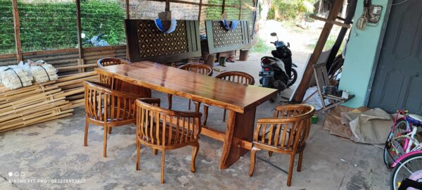 IMG 20230725 161024 scaled - Set kursi makan Betawi jati kombinasi meja blok trembesi alami