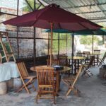 Set Kursi Meja Payung Outdoor Kursi Pantai Cafe Minimalis Kayu Jati
