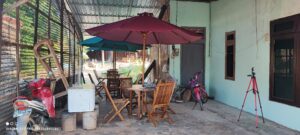 Set Kursi Meja Payung Outdoor Kursi Pantai Cafe Minimalis Kayu Jati