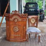 Mimbar Masjid Kayu Jati Plus Tongkat Dan Kursi Mimbar