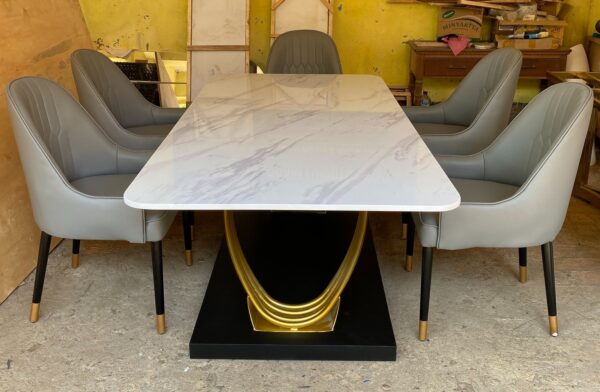 426212189 403857282178001 1320058075633514494 n - Dining Table Modern Mewah - Set Meja Makan Kaki Besi Top Marmer