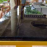 Console Table Meja Konsol Modern Mewah Rangka Besi Top Marmer Hitam