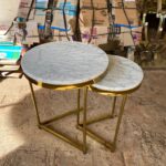 Side Table Minimalis Modern Meja Sudut Stainless Top Marmer