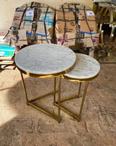 Side Table Minimalis Modern Meja Sudut Stainless Top Marmer