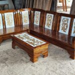 Kursi Sudut Semut Ukiran Mewah Elegant Minimalis Full Kayu Jati