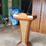 Mimbar Podium Minimalis Ukiran Custom Full Kayu Jati