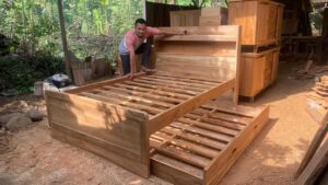 Tempat Tidur Anak Sorong Minimalis Modern Terbaru Full Kayu Jati