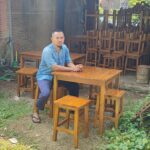 Meja Makan Kayu Mahoni Minimalis Modern Kursi Cafe