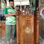 Mimbar Masjid Podium Ukiran Minimalis Terbaru Custom Nama Full Kayu Jati