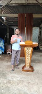 Mimbar Podium Minimalis Ukiran Custom Full Kayu Jati