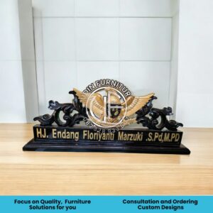 Papan Nama Meja Garuda Papan Nama Custom Ukiran Kayu Jati