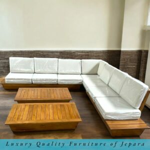 Sofa Tamu Sudut Outdoor Custom Full Kayu Jati