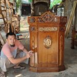 Podium Mimbar Minimalis Ukiran Full Kayu Jati Furniture Jepara