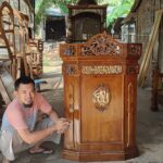 Podium Mimbar Minimalis Ukiran Full Kayu Jati Furniture Jepara