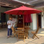 Set Kursi Meja Payung Minimalis Kursi Santai Outdoor Full Kayu Jati