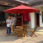 Set Kursi Meja Payung Minimalis Kursi Santai Outdoor Full Kayu Jati