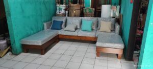 Kursi Sofa Tamu Sudut Minimalis Scandinavian Jok Full Kayu Jati