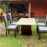 Kursi Meja Makan Marmer Stella 4 kursi Mewah Minimalis Full Kayu Jati