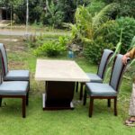 Kursi Meja Makan Marmer Stella 4 kursi Mewah Minimalis Full Kayu Jati