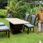 Kursi Meja Makan Marmer Stella 4 kursi Mewah Minimalis Full Kayu Jati
