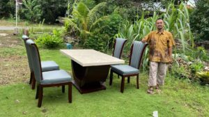 Kursi Meja Makan Marmer Stella 4 kursi Mewah Minimalis Full Kayu Jati