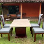 Kursi Meja Makan Marmer Stella 4 kursi Mewah Minimalis Full Kayu Jati
