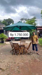 Kursi Meja Payung Lipat Tenda Outdoor Warna Hijau Full Kayu Jati