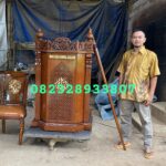 Mimbar Podium Kursi Minimalis Plus Tongkat Ukiran Mewah Full Kayu Jati