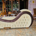Sofa Tantra Kamasutra Custom Warna Cream Kombinasi Coklat Model Terbaru Full Kayu Jati