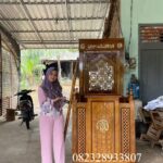 Mimbar Masjid Ukiran Kubah Minimalis Mewah Full Kayu Jati
