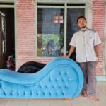 Sofa Tantra Kamasutra Warna Custom Biru Bludru Rangka Full Kayu Jati