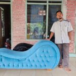 Sofa Tantra Kamasutra Warna Custom Biru Bludru Rangka Full Kayu Jati