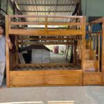 Tempat Tidur Tingkat Dipan Anak Tangga Laci Minimalis Custom Full Kayu Jati