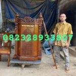 Mimbar Podium Kursi Minimalis Plus Tongkat Ukiran Mewah Full Kayu Jati