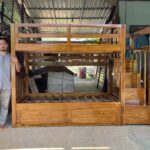 Tempat Tidur Tingkat Dipan Anak Tangga Laci Minimalis Custom Full Kayu Jati
