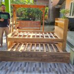 Tempat tidur Sorong Double bad Minimalis Full Kayu Jati