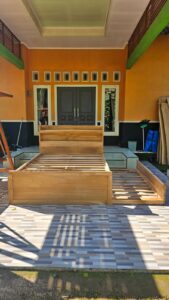 Tempat tidur Sorong Double bad Minimalis Full Kayu Jati