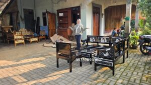 Kursi Tamu Minimalis Kursi Sudut Ukiran Warna Custom Full Kayu Jati