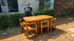Kursi Meja Makan Minimalis Simple Elegan Custom Full Kayu Jati